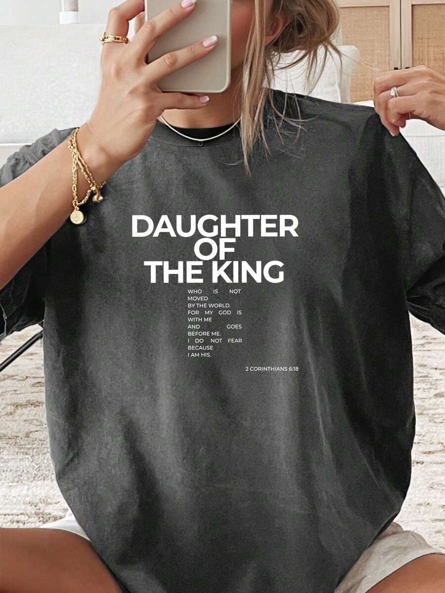 INAWLY Maglietta casual oversize da donna con spalle scoperte e stampa con slogan al collo tondo
