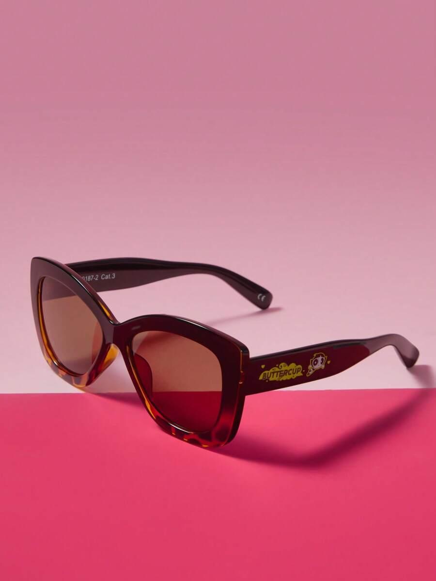 THE POWERPUFF GIRLS X SHEIN Mode Leopardenmuster Butterblumenmuster Brille