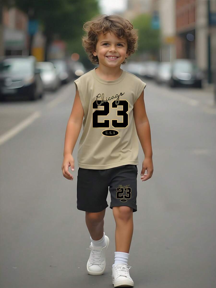 Conjunto de verano casual, lindo y sencillo para niño pequeño