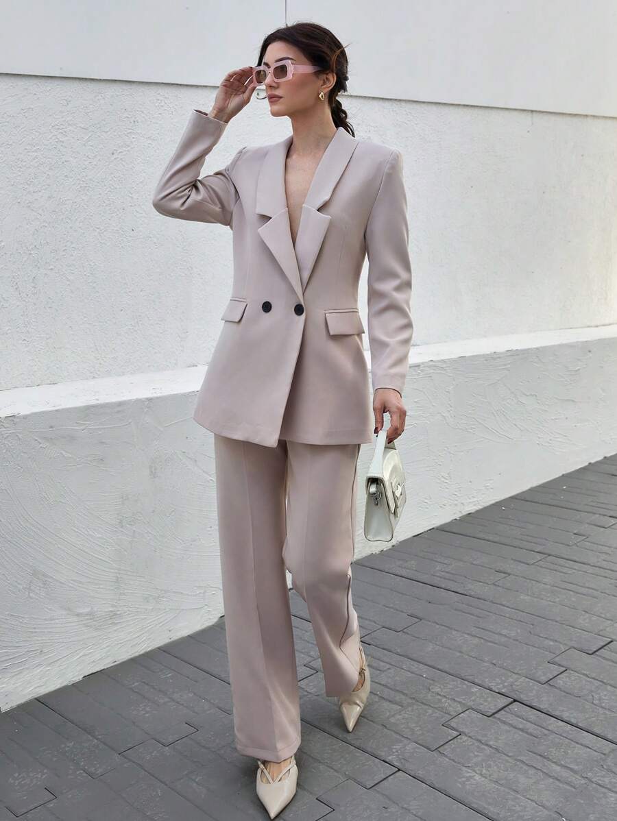 CLARA VERO Conjunto de traje elegante verde oliva para mujer