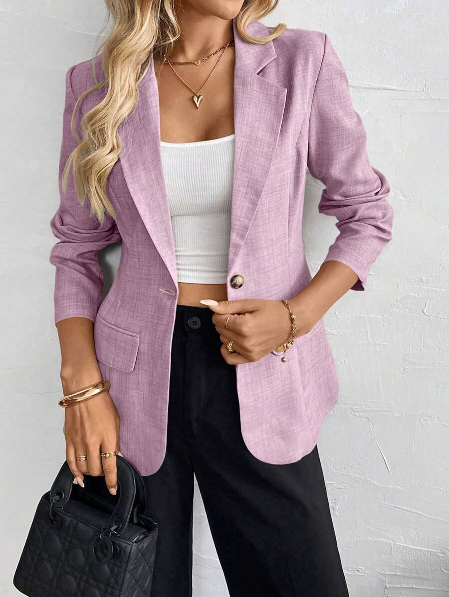 SHEIN Clasi Multicolor Woven Long Sleeve Casual Blazer, Minimalist And Fashionable For Summer