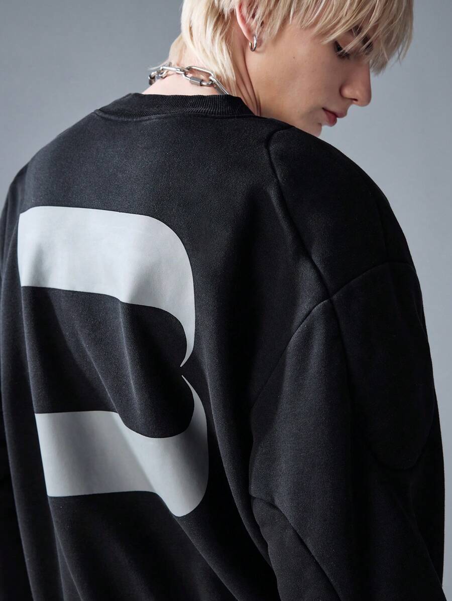 NEON BLANC Jersey de punto con hombros acolchados, cuello alto, manga larga, estilo urbano para hombre