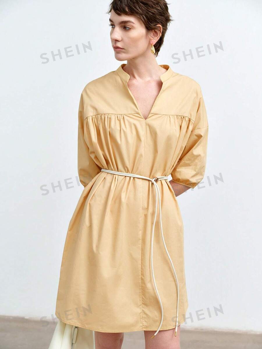Aalyst Vestido corto casual y holgado con cuello en V, mangas abullonadas, hombreras, volantes y bolsillos, adecuado para vacaciones, citas, bodas, festivales de música, verano