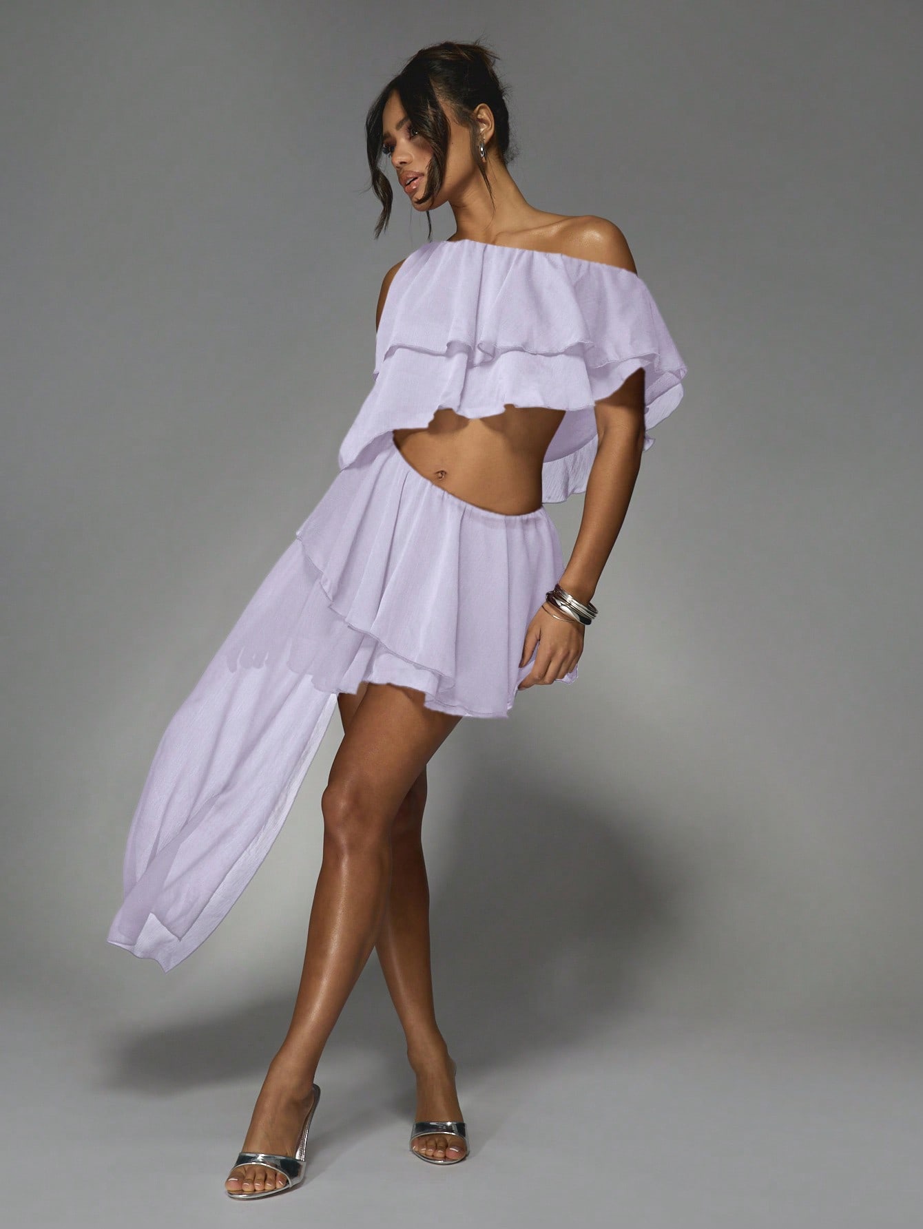 MISSGUIDED Asymmetric Ruffle Mini Dress With Layered Details