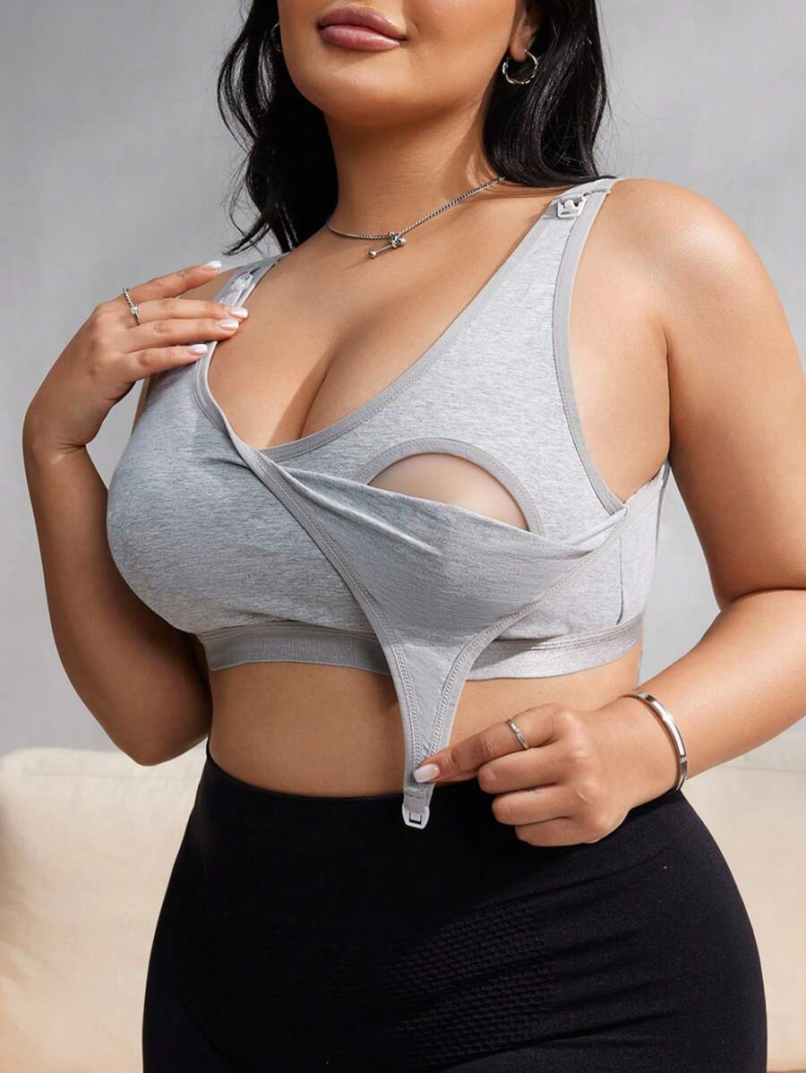 Reggiseno per allattamento tinta unita minimale, taglie forti, premaman