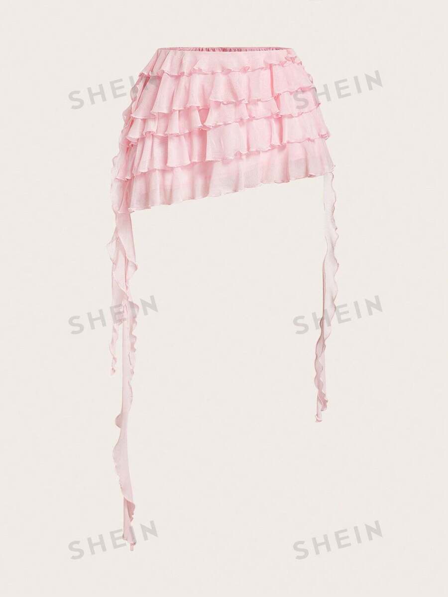 SHEIN EZwear Falda tipo A de color liso para mujer, moda minimalista para el verano