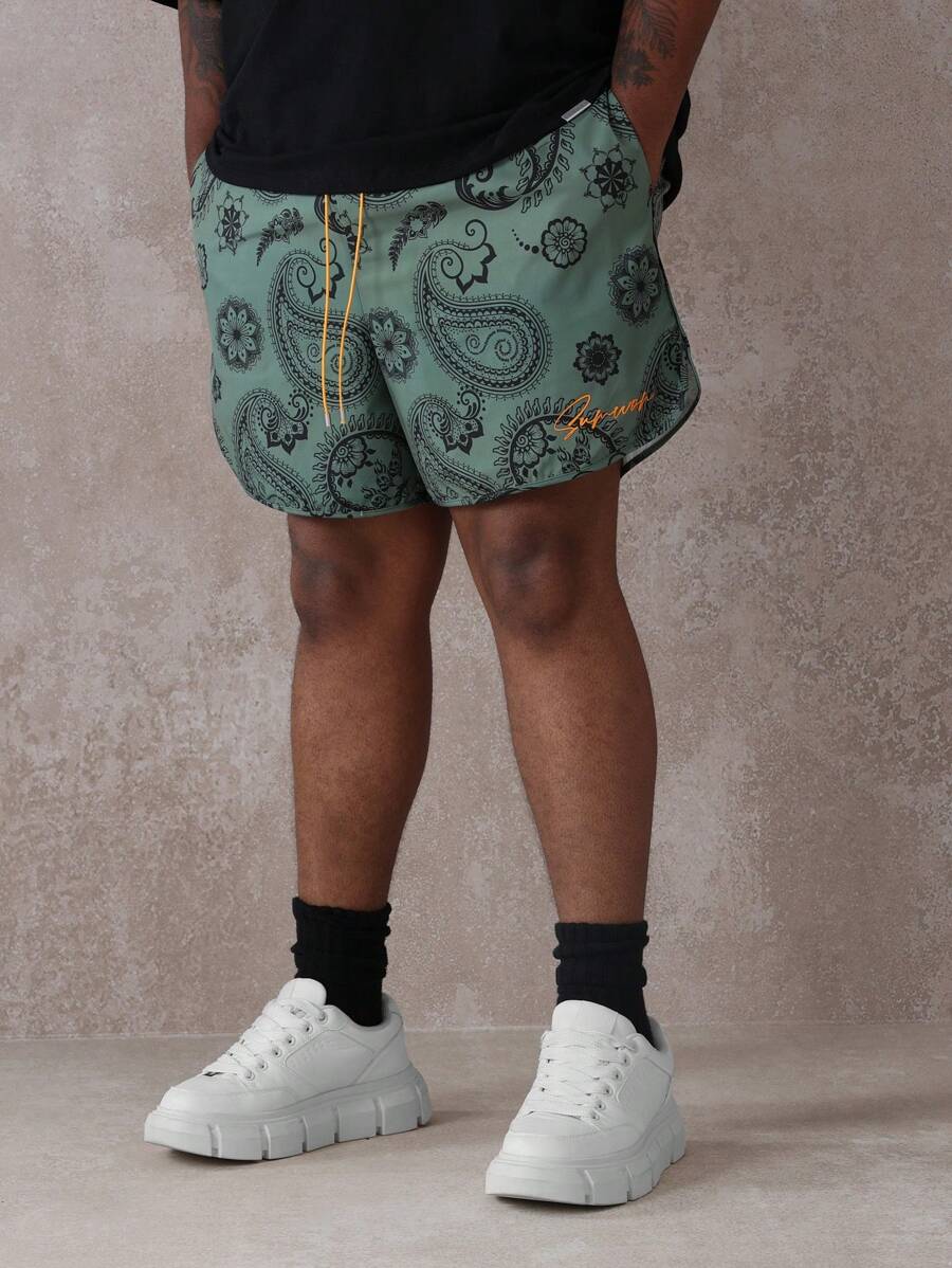 SUMWON Plus Size Paisley Print Swimming Trunks Beach Pool Summer Holiday Bathing Suit Athletic Sports Lightweight Vacation Resort Wear