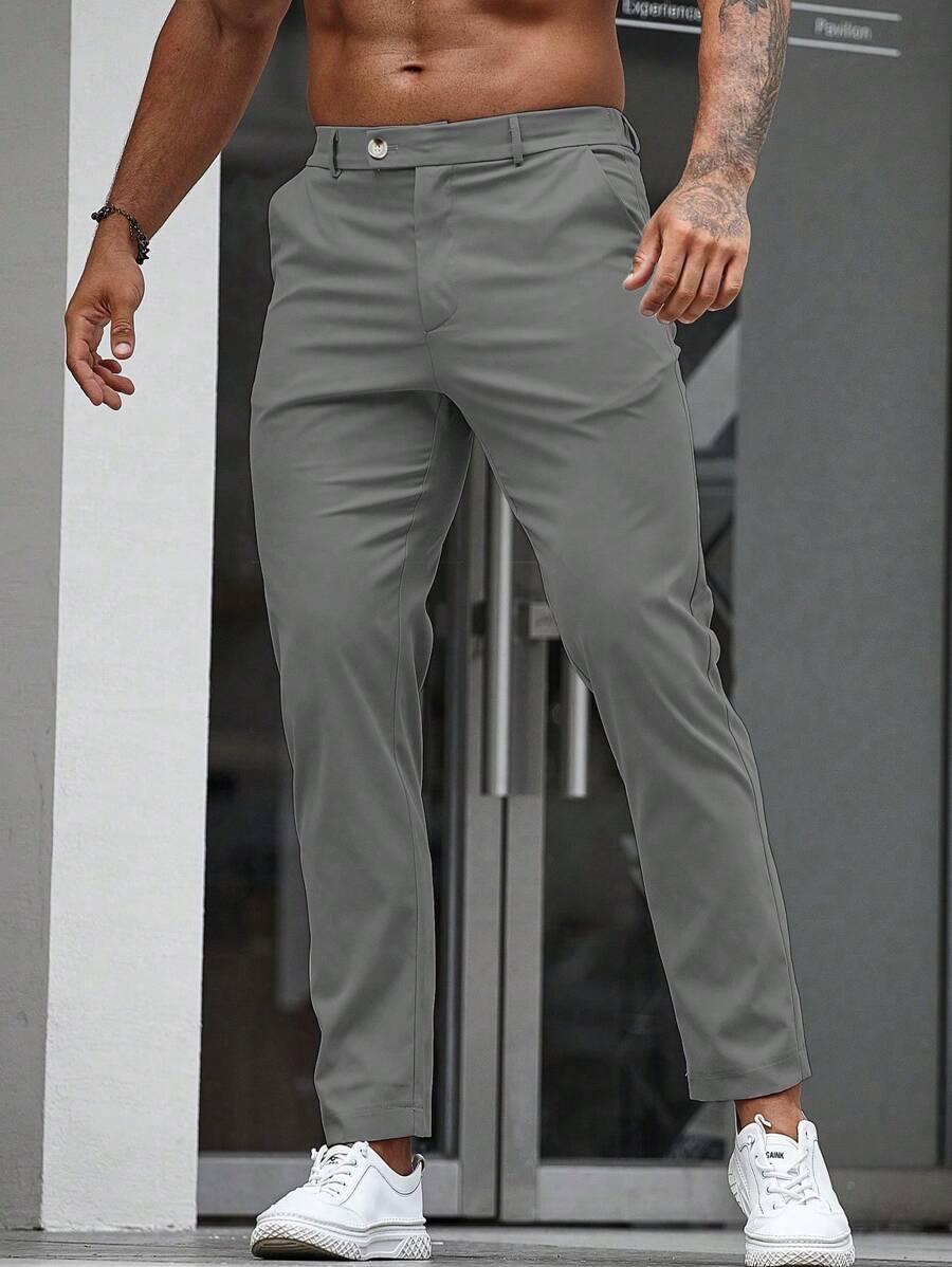 Manfinity Mode Pantalon de costume casual pour homme de couleur unie avec poche oblique