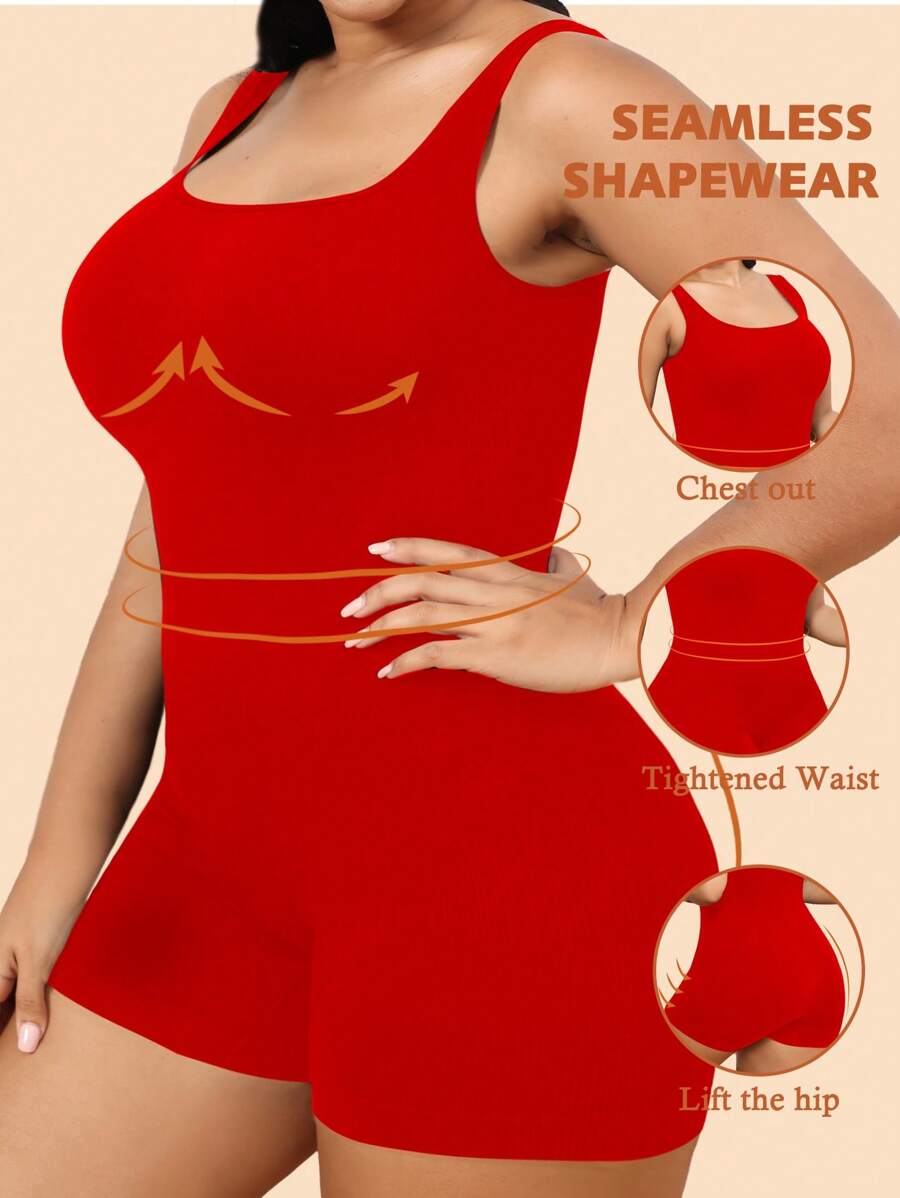 1 Stück Damen Bodysuit Shorts in Große Größen nahtlos einfarbig