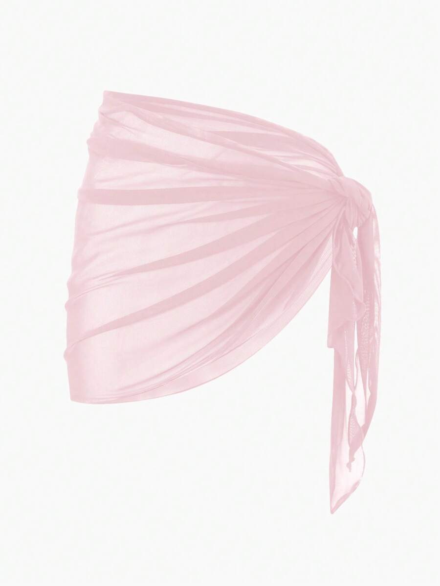 Swim Basics Women's Solid Color Mesh See-Through Sheer Cover Up, Fashionable For Summer