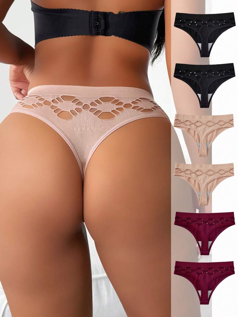 SHEIN Set de 6 tangas sin costuras para mujer, de moda para el verano