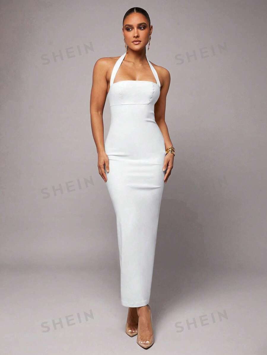 Silquee Vestido de lino color blanco sólido romántico para Día de San Valentín y cita nocturna, vestido plisado de escote en V para mujer, ideal para fiesta, cita romántica, invitada de boda, cóctel, uso diario, cumpleaños y vacaciones.