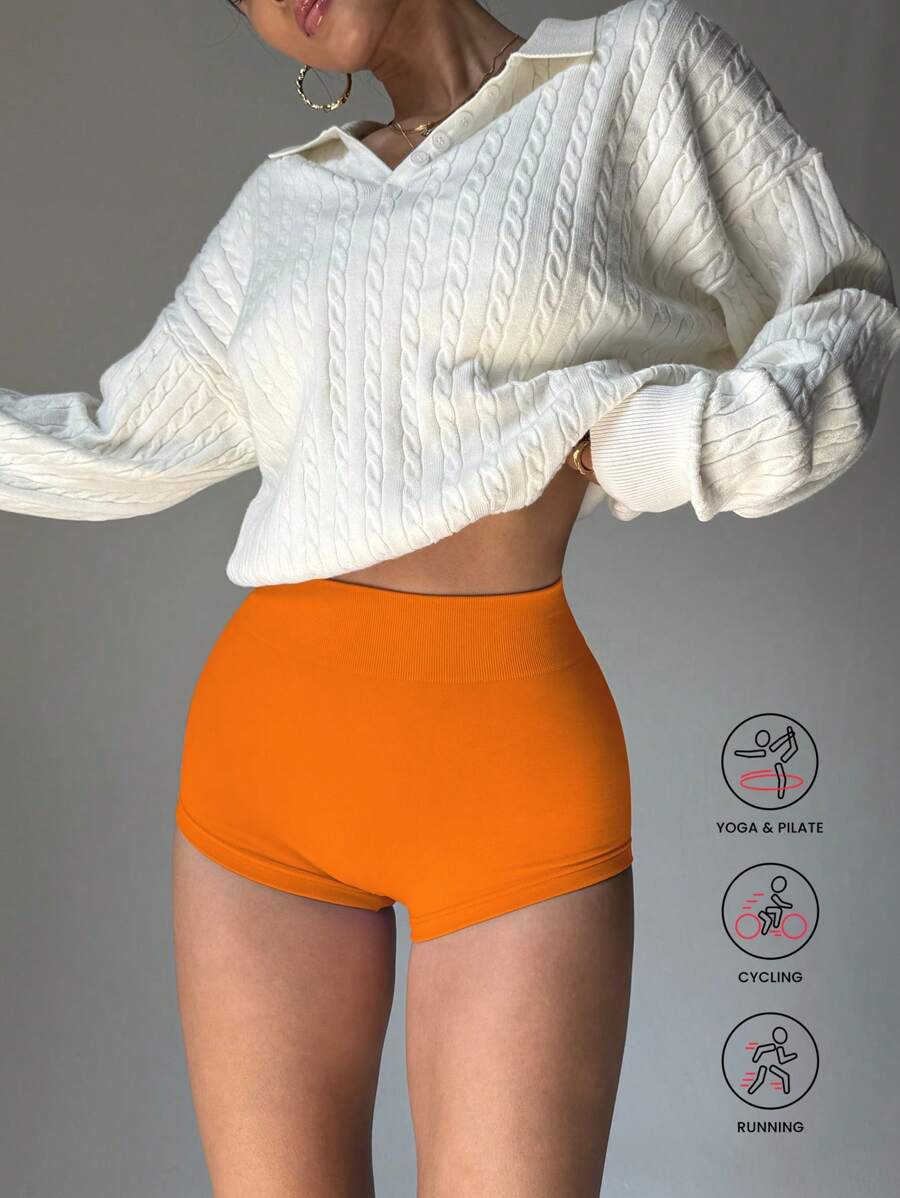 Slayoga Yoga-Shorts, sexy, hoher Bund, dehnbar, Workout, Übungs-Hot-Pants, Bikershorts, Spandex-Shorts
