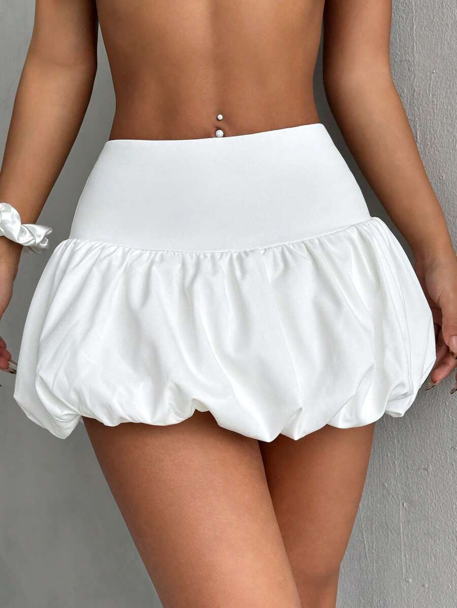 SHEIN EZwear Women's Solid Color Short Blossom Skirt
