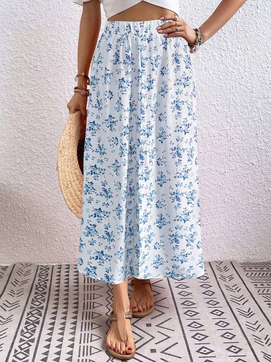 Breezaya Gonna casual a piccoli fiori ditsy per vacanze estive