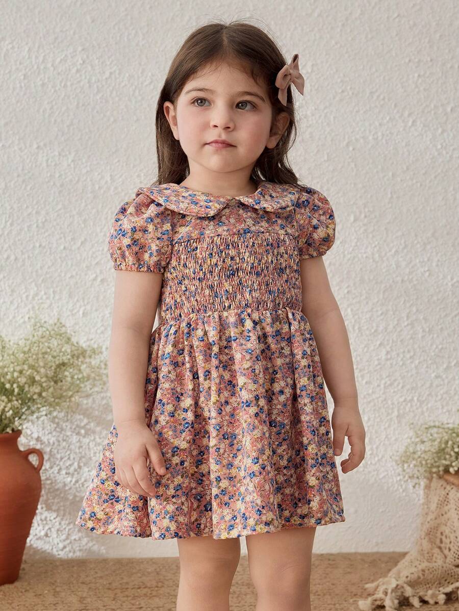 Blossori Vestido Floral Elegante Rosa para Bebê Menina, Primavera/Verão
