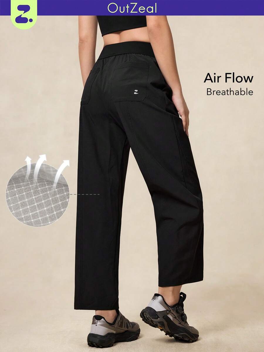OutZeal Pantaloni estivi da donna, con tessuto tecnico traspirante, fascia in vita regolabile, gambe a tubo, per attività sportive all'aperto