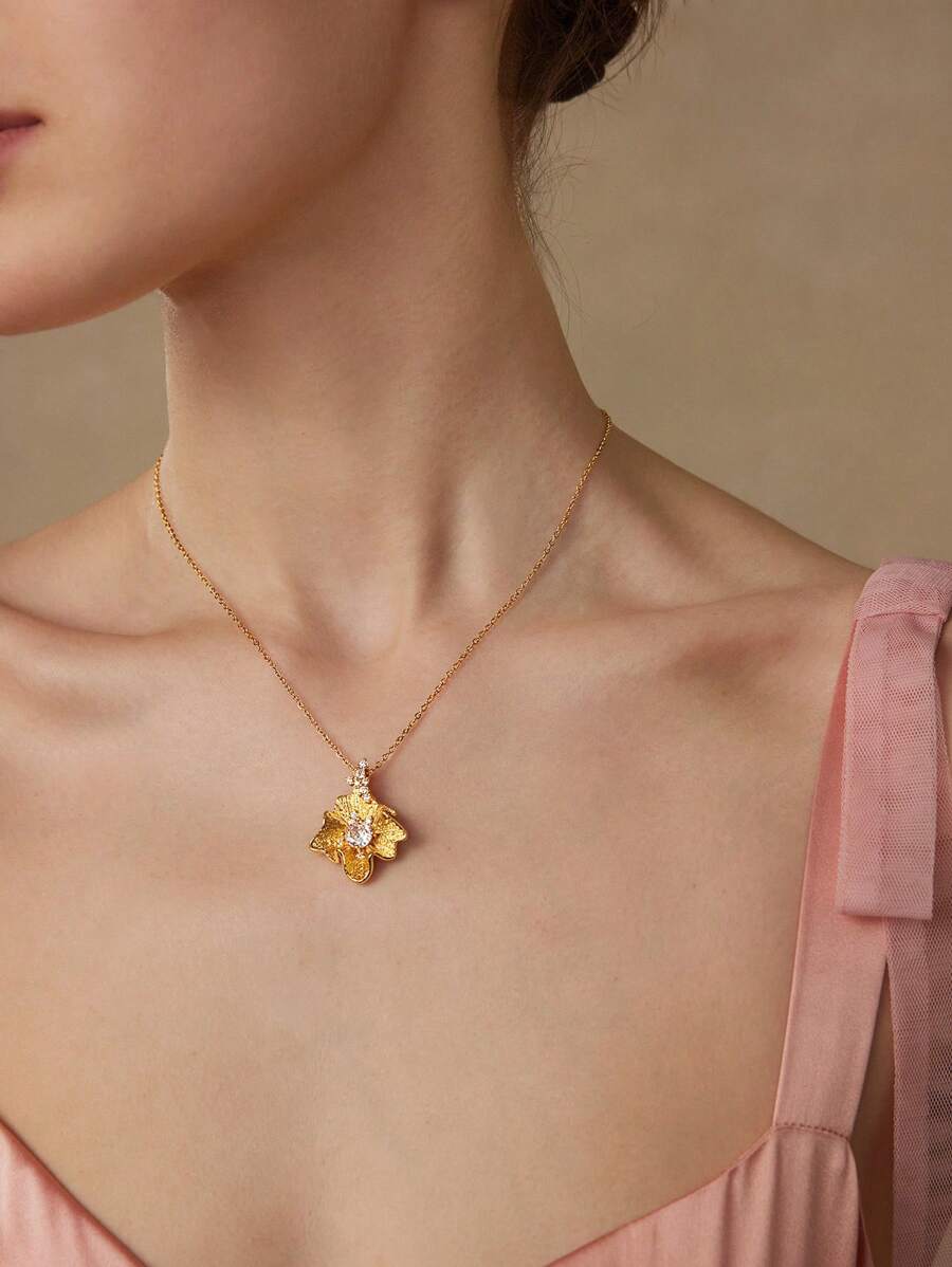 MOTF PREMIUM GOLD PLATED ASYMMETRICAL ZIRCONIA STONE NECKLACE
