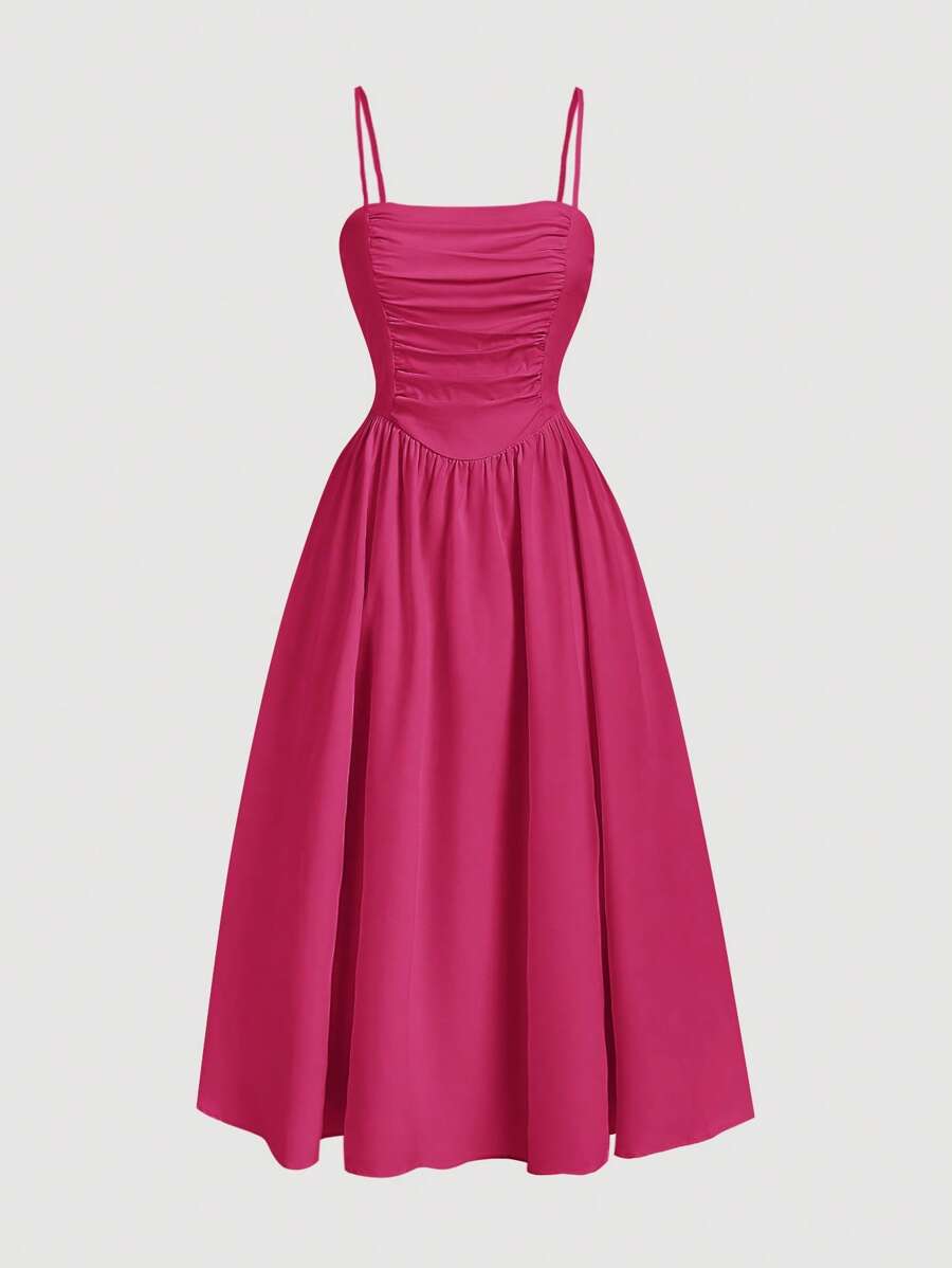 SHEIN MOD Solid Ruched Cami Dress