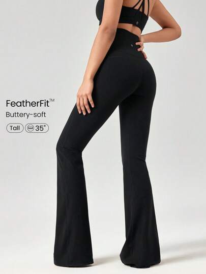 GLOWMODE 35" FeatherFit™ Go Groove Ultra Long Flare Leggings Low Impact Yoga Pilates Studio Daily Casual Wear Fall Winter