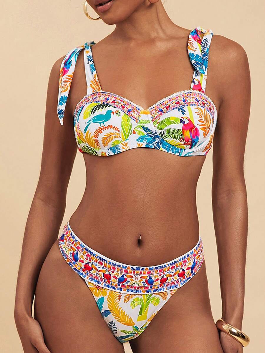Travachic Women 2pcs Swimwear Set, Adjustable Strap Bikini Top And Triangle Swim Bottoms, Simple & Fashionable For Summer, Push Up Bikini Underwire Bikini, Pastel Beachwear For Women,Backless,Beachwear High Waisted,Beach Outfits For Woman,Sexy,Summer Outfits For Women, For Beach Vacation For Summer Beach Vacation,Boho,Vacation,LINEN,Crochet