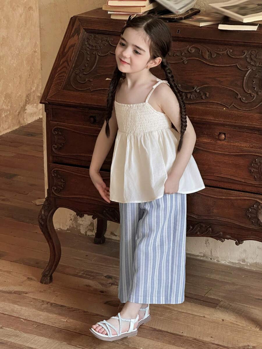 DAZY Conjunto de 2 piezas de top de tirantes + pantalones a cuadros para niña, para el verano
