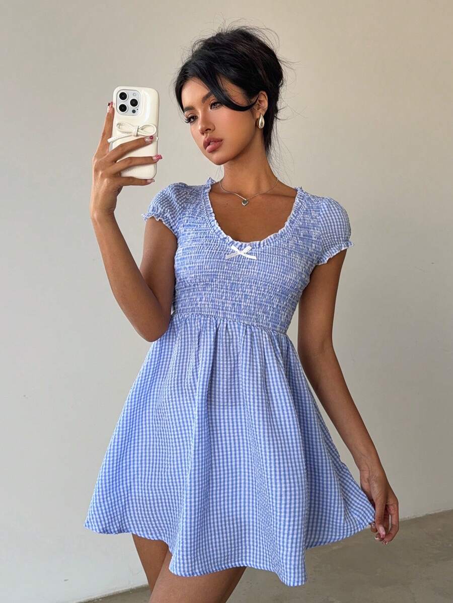 Aloruh Abito estivo casual da donna a maniche corte, collo rotondo, alla moda
