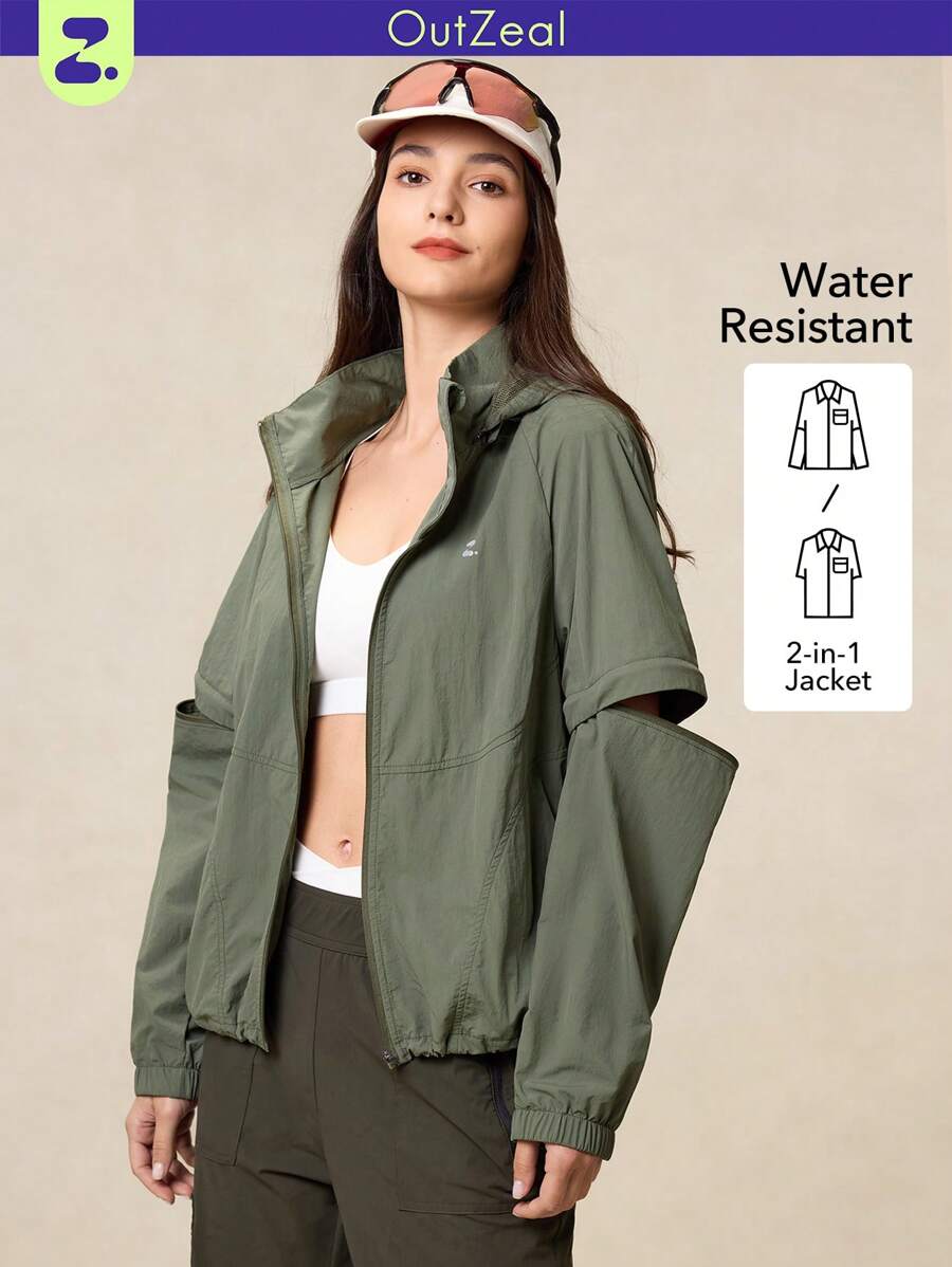 OutZeal OutZeal Women's Casual Zipper Front Stand Collar Waterproof Outdoor Jacket For Hiking