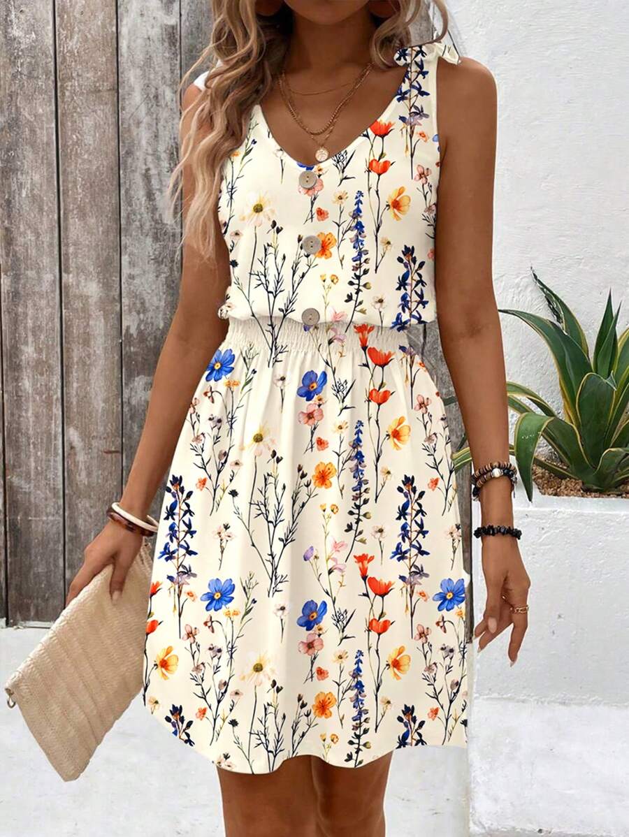 Women Sleeveless V-Neck Slip Dress, Fashionable For Summer, For Mother's Day