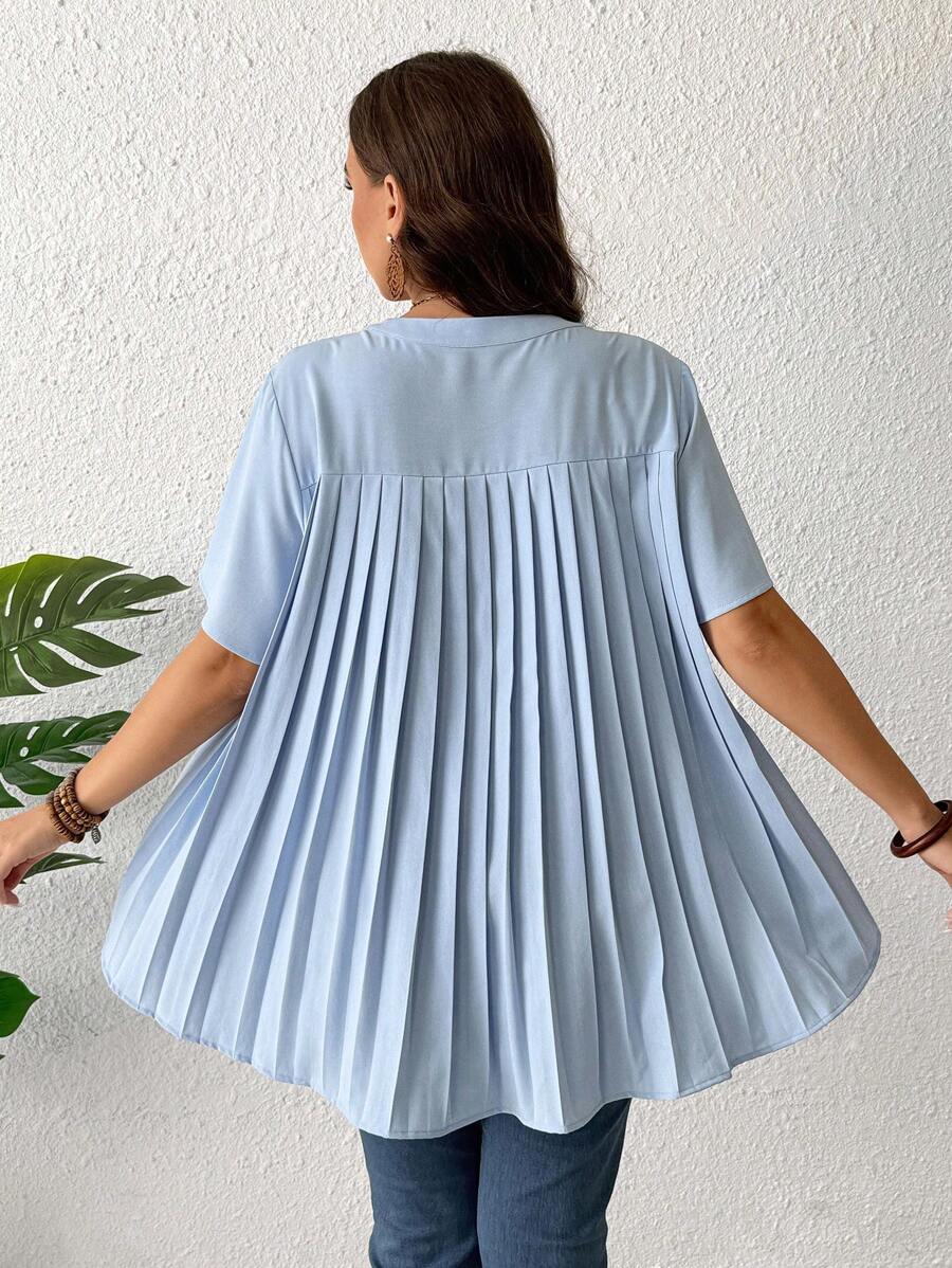SHEIN Clasi Camicia da donna casual ed elegante con pieghe di taglie comode