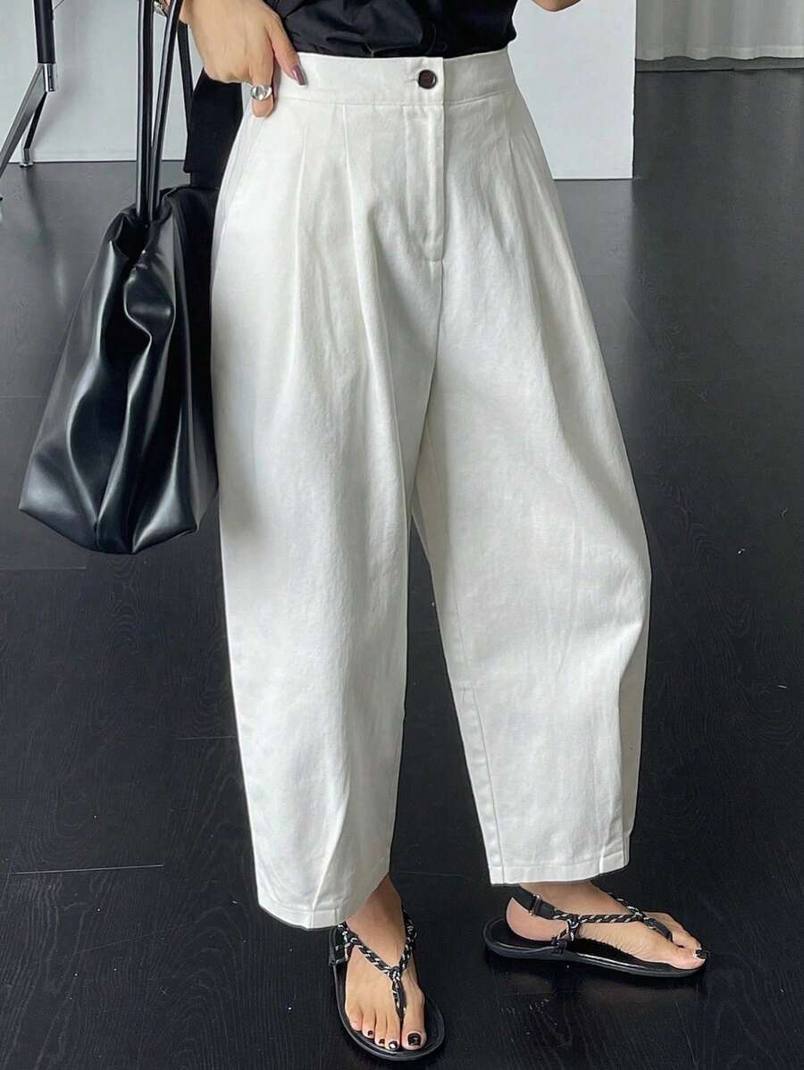 Dazy Petite Plus Loose Fit Casual White Harem Pants, All Season