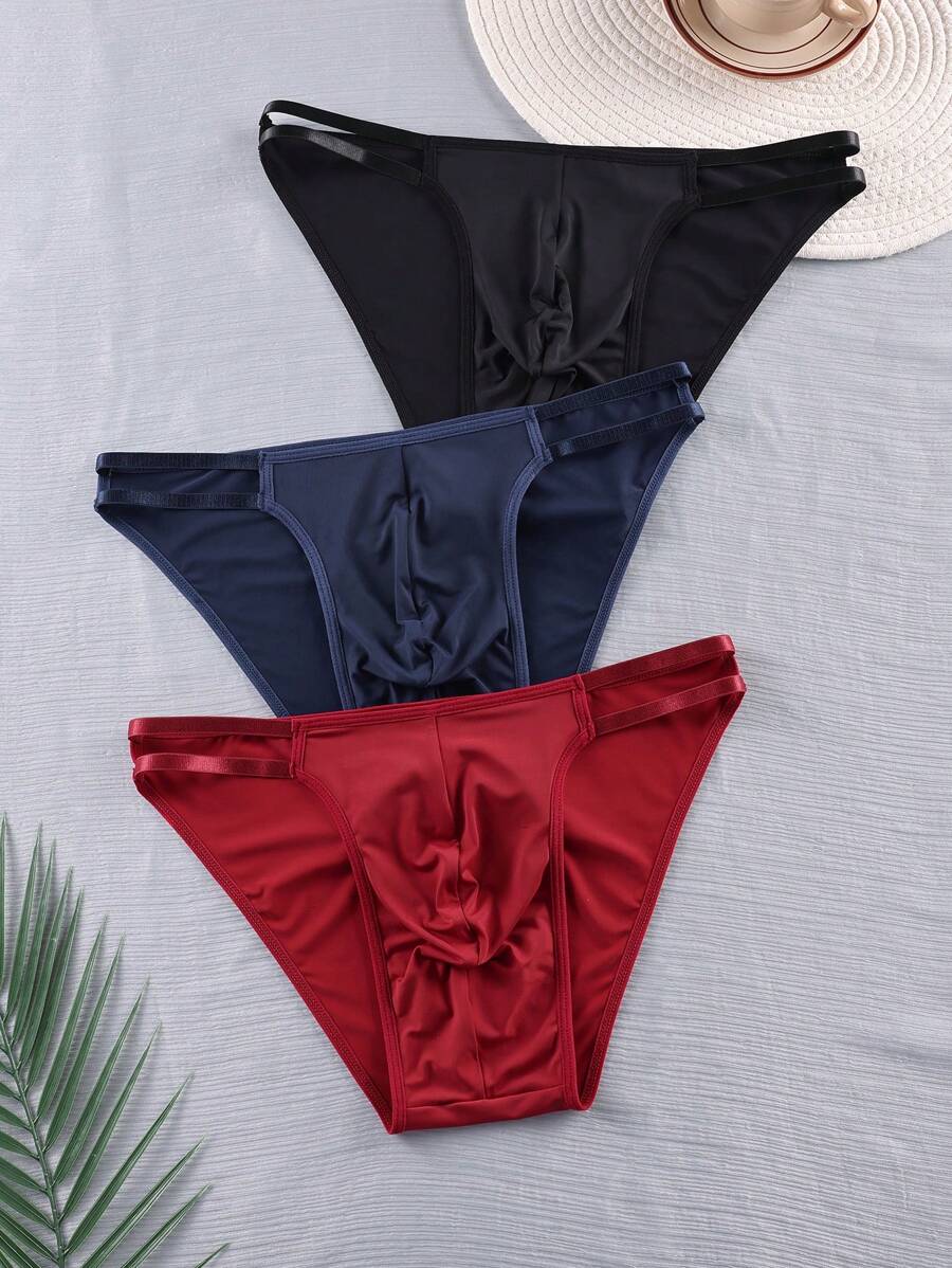SHEIN Set de 3 slips calados de unicolor para hombre