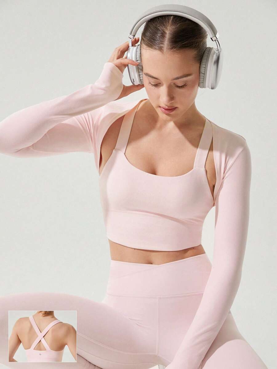 GLOWMODE FeatherFit™ Crossover Straps Curved Hem Sports Bra Tank Top Low Impact Yoga Daily