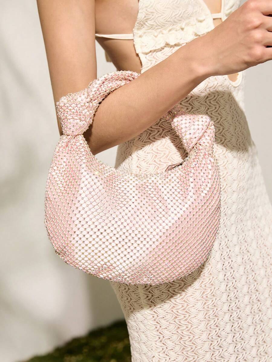 SHECARRY Women's Fashionable & Elegant Rhinestone Fishnet Clutch