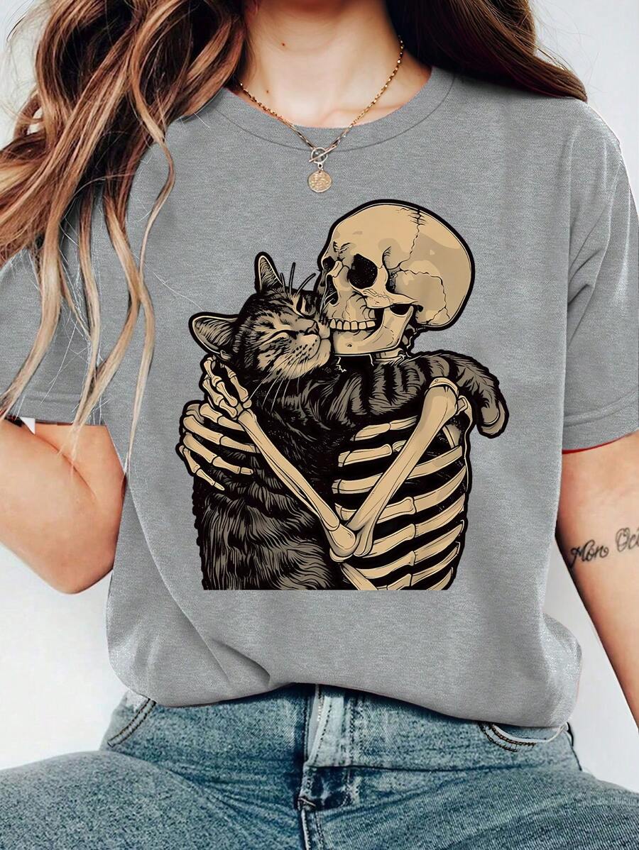 SHEIN LUNE Maglietta a maniche corte con scollo tondo, di taglia grande, alla moda per l'estate