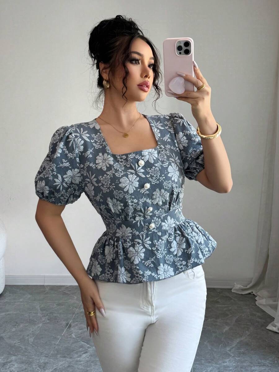 Elenzga Camicia casual da donna a maniche corte tinta unita, minimalista e alla moda, adatta per uso quotidiano