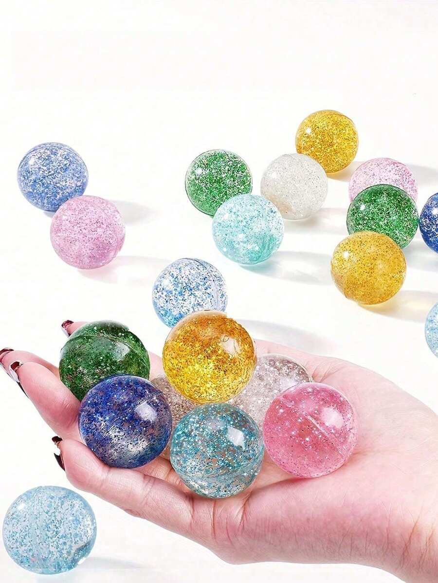 SHEIN 10 Piezas de Pelotas de Rebote Parpadeantes en Colores Vibrantes - Diversión amigable para adolescentes para fiestas, premios y bolsas de regalo, pelotas, premios, recuerdos de fiesta de coser, juguetes de Pascua a granel, recuerdos de fiesta de sirena, recuerdos de fiesta de princesa