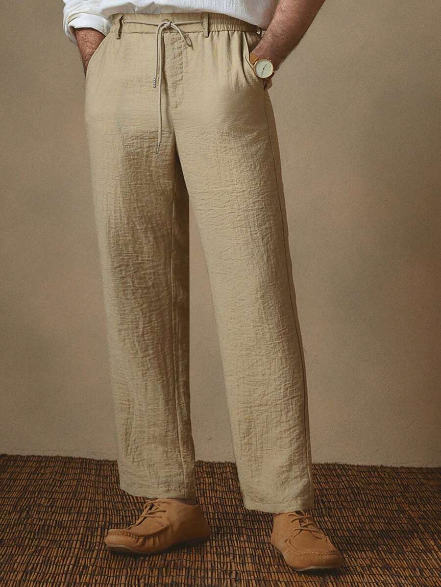 Manfinity VCAY Men's Woven Long Straight Leg Casual Pants, Suitable For Daily Wear