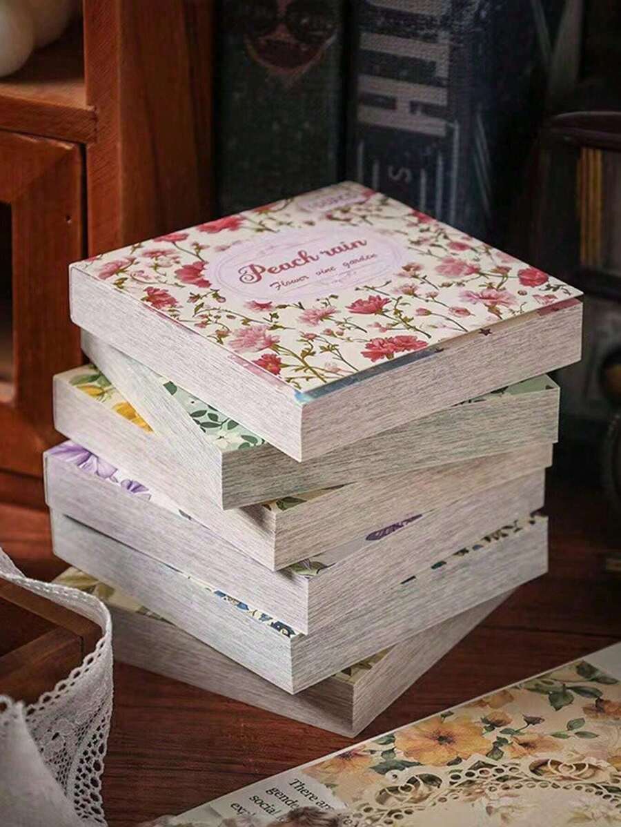 SHEIN 1 Book / 100 Sheets Of Classic Decorative Paper, 6 Styles, 100 Unique Designs, Back To School Supplies, Suitable For Scrapbooking, Journaling, Crafts, Memos And Origami, General Stationery, Makes A Perfect Small Gift