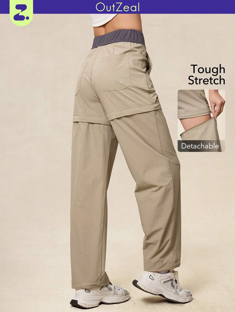 OutZeal Pantalones impermeables y resistentes al desgarre de nailon 2 en 1 para caminar al aire libre, de tiro alto y longitud completa, para senderismo