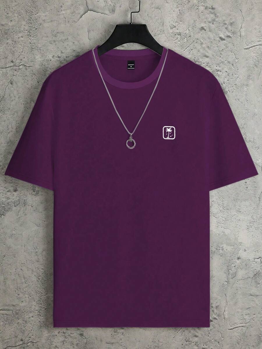 Manfinity Hypemode Men's Graphic Print Round Neck Casual Versatile Short Sleeve T-Shirt