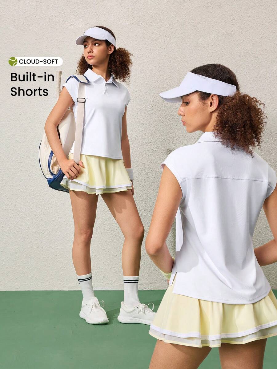 CourtClass Women's White Sleeveless Sports Polo Shirt For Yoga, Tennis Training