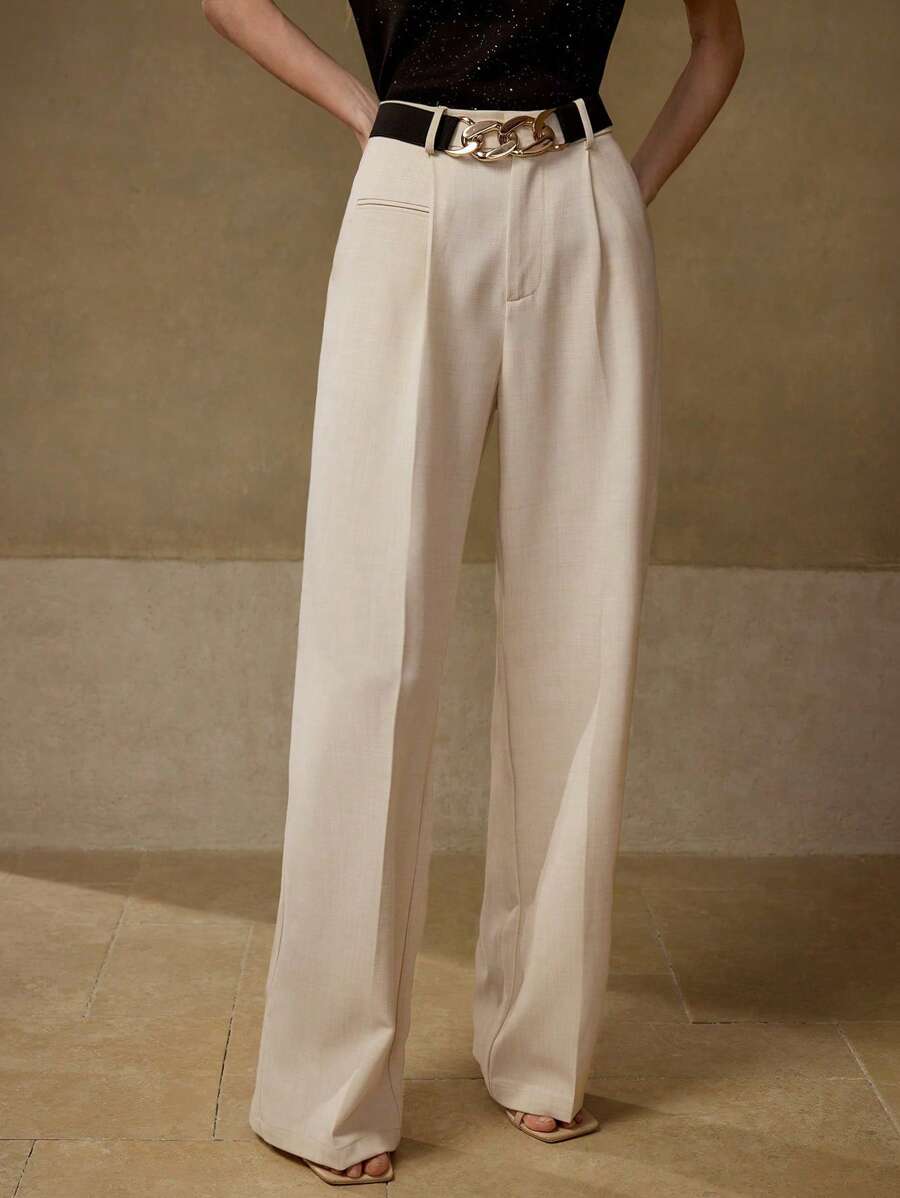 MOTF PREMIUM Pantaloni con pince e cintura