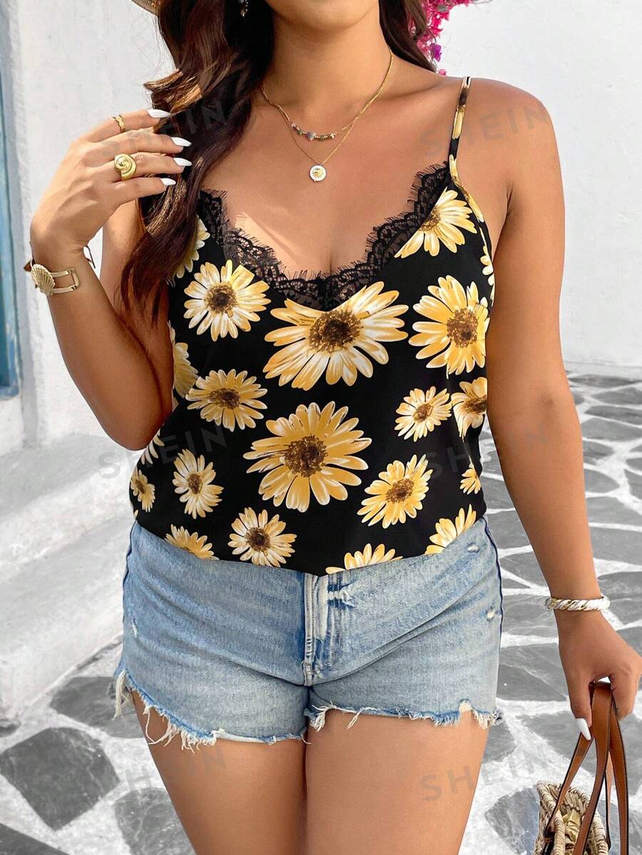 SHEIN VCAY Top/Camiseta sin mangas de moda talla grande, adecuado para el verano