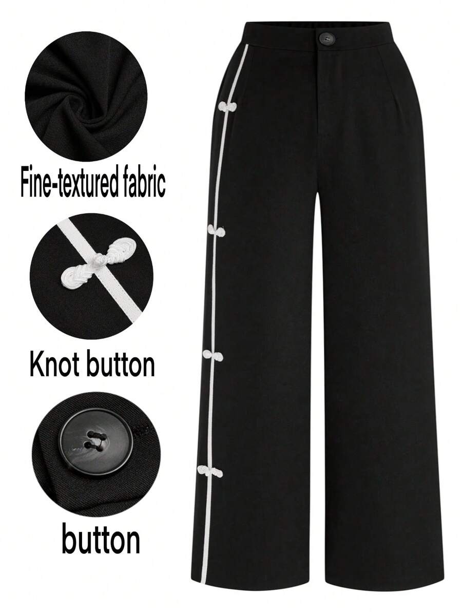 SHEIN Clasi Plus Size Vrouwen Zijknoop Versierd Elegante Pak Broek