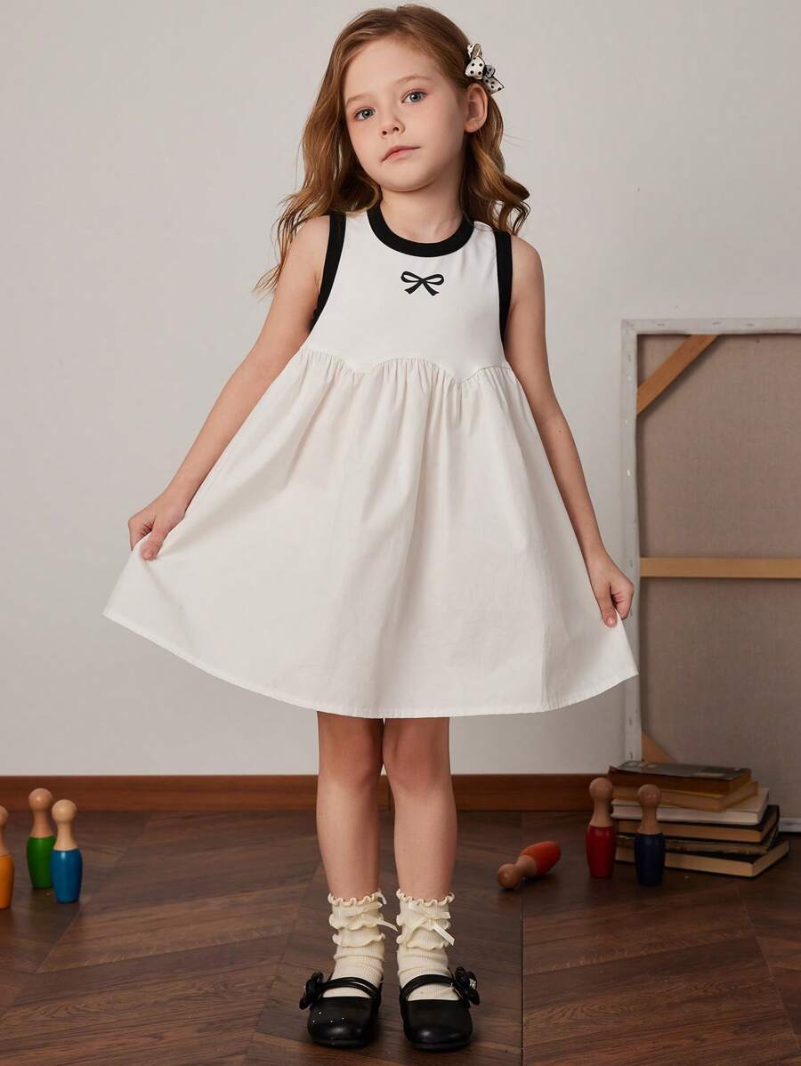 PrepCrw PrepCrw Young Girls White Preppy Style Dress, Spring/Summer Girls School Uniform Teen Girl Clothes For School Uniform School For Girls School Dress First Day Of School Outfits Cute Back To School Clothes Cute Tops For School Dress