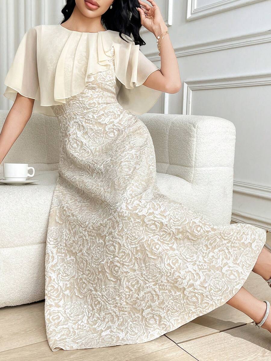 Modelyn Vestito elegante e romantico a tubino in jacquard di lunghezza media, adatto per uso casual quotidiano
