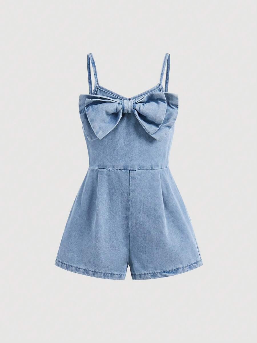 SHEIN Kleine Mädchen blaue Denim-Latzhose