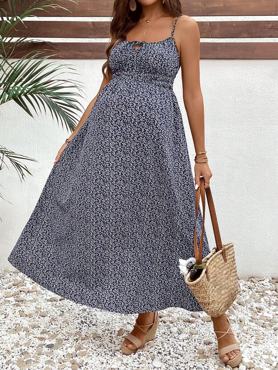 SHEIN Maternity Casual Tiny Ditsy Floral Cami Dress For Vacation