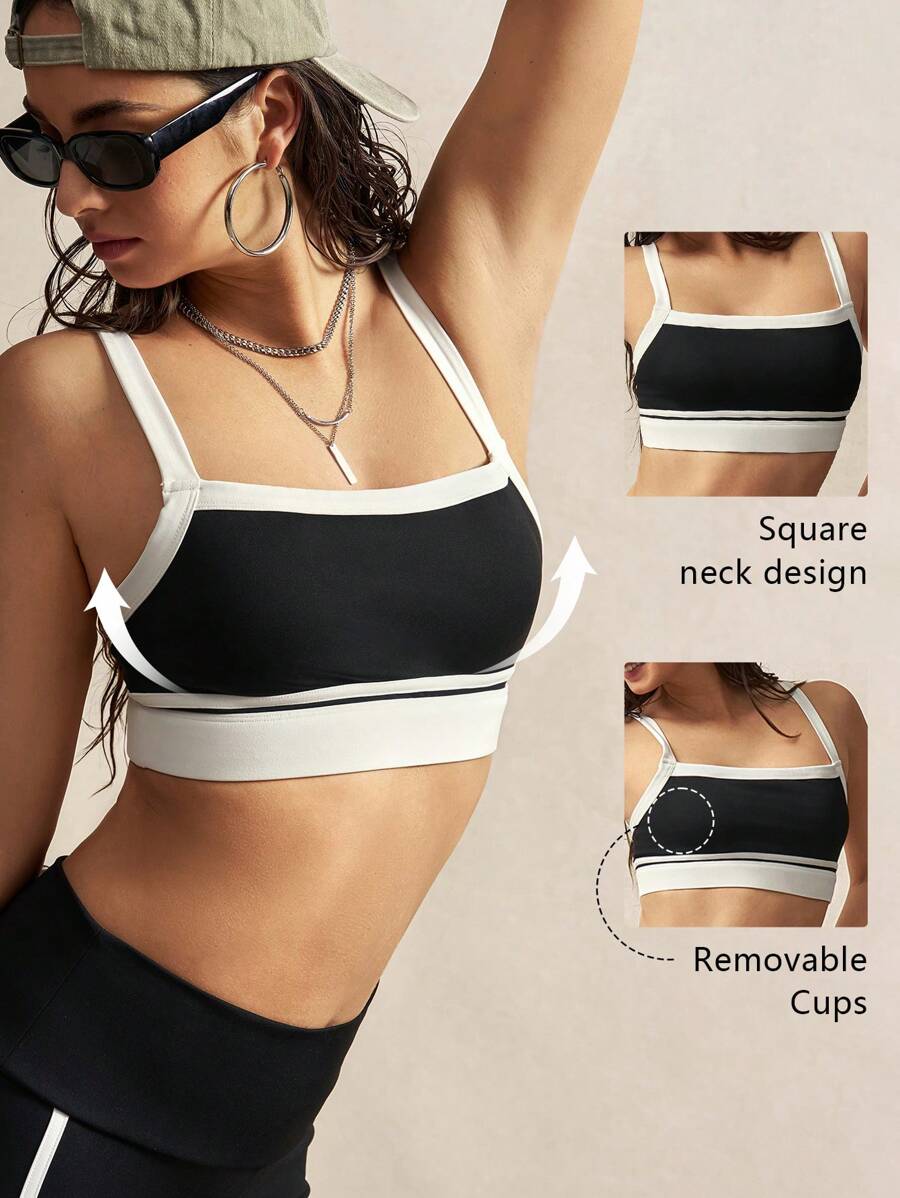 VARSITIE Top sportivo corto di moda con patchwork a colori contrastanti